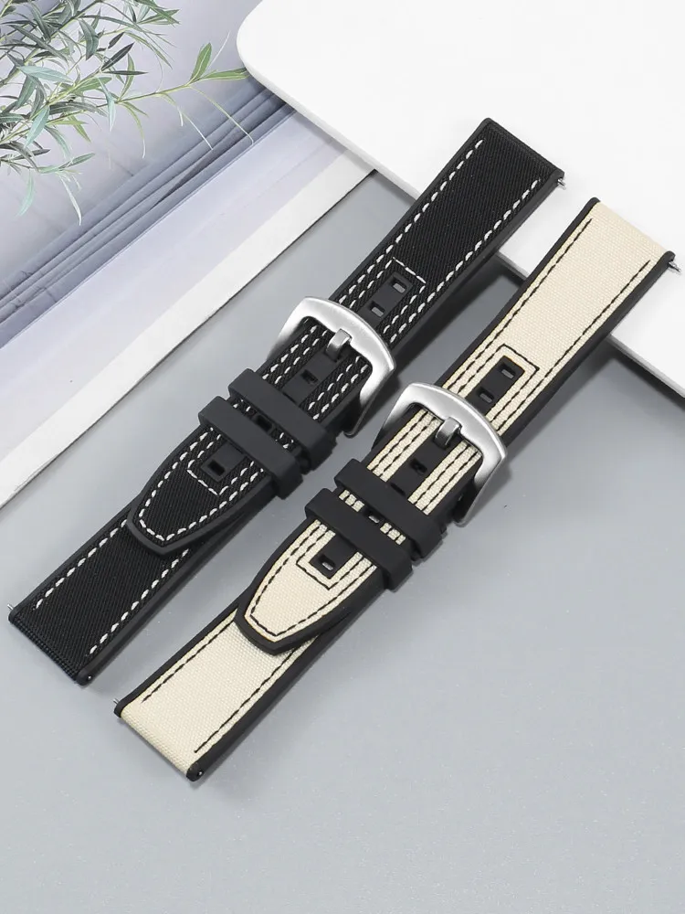 Canvas Watch Strap for Mido Helmsman Observatory M038.431 Waterproof Nylon Silicone Watch Chain
