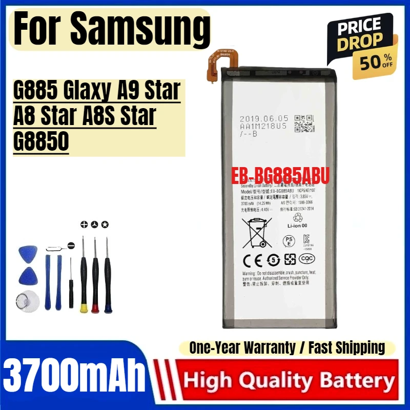 

EB-BG885ABU для Samsung G885 Glaxy A9 Star A8 Star A8S Star G8850 Аккумулятор для мобильного телефона Сменный аккумулятор большой емкости