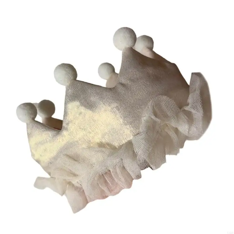 54DF Delikatna opaska dziecięca Rekwizyty do sesji zdjęciowych z miękkim wzorem z tkaniny Korona w stylu dziewczęcym na zdjęcia