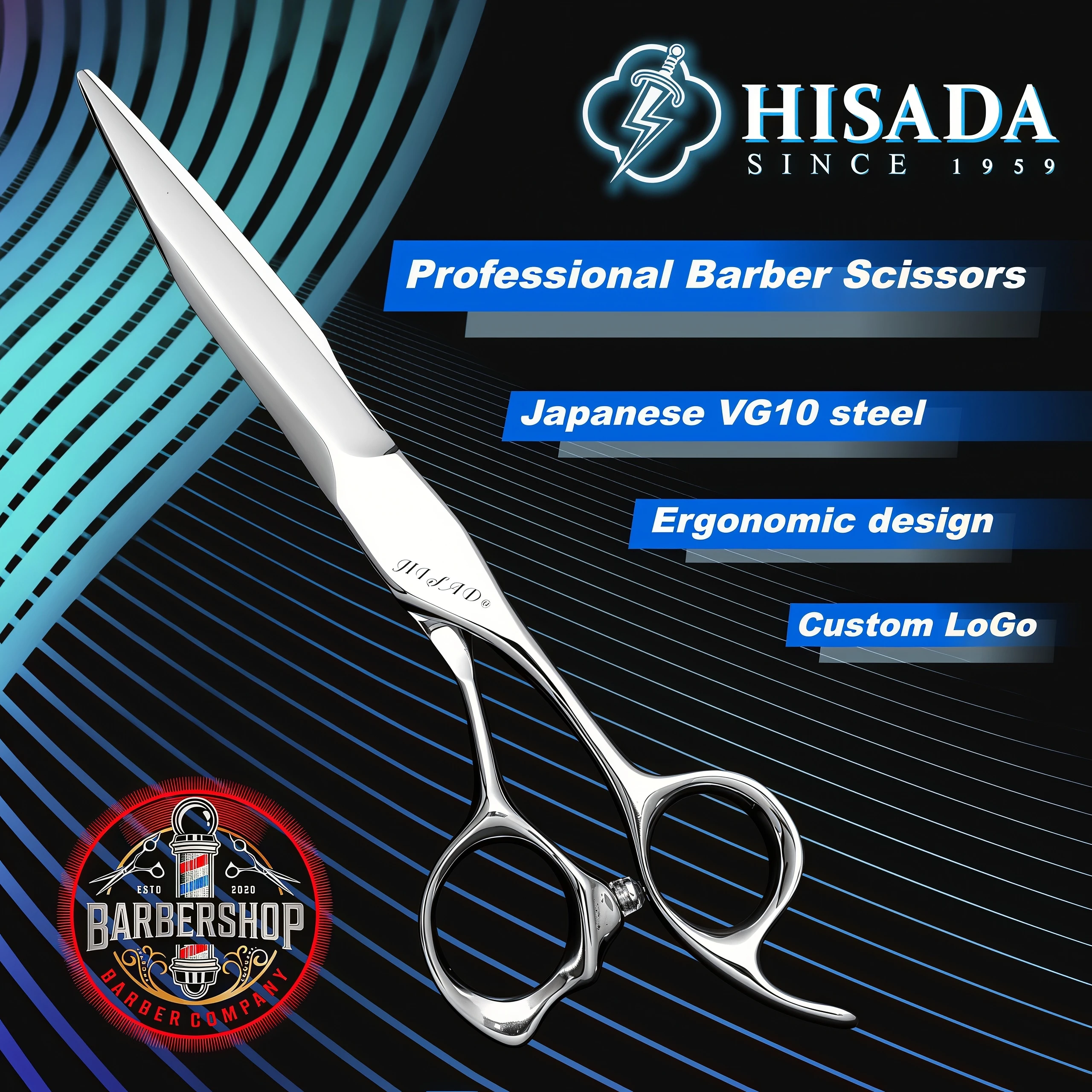HISADA Haircut scissors 6.0/6.5/7.0 inch CNC precision scissors VG10 Material Professional scissors in barber shop Haircut Set