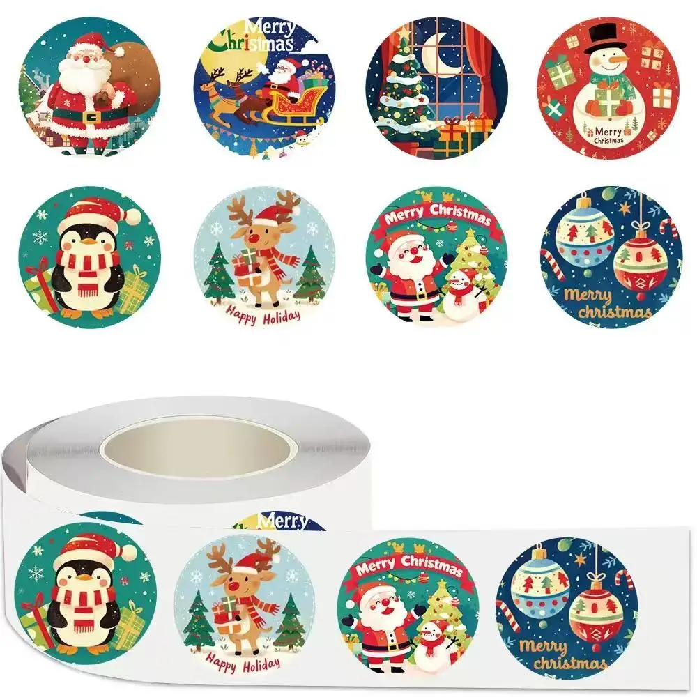 500PCS Cartoon Christmas Fun Reward Stickers 10 sheets 2.5cm/1.0-inch Christmas Learning Reward Set Party Gift Stamps
