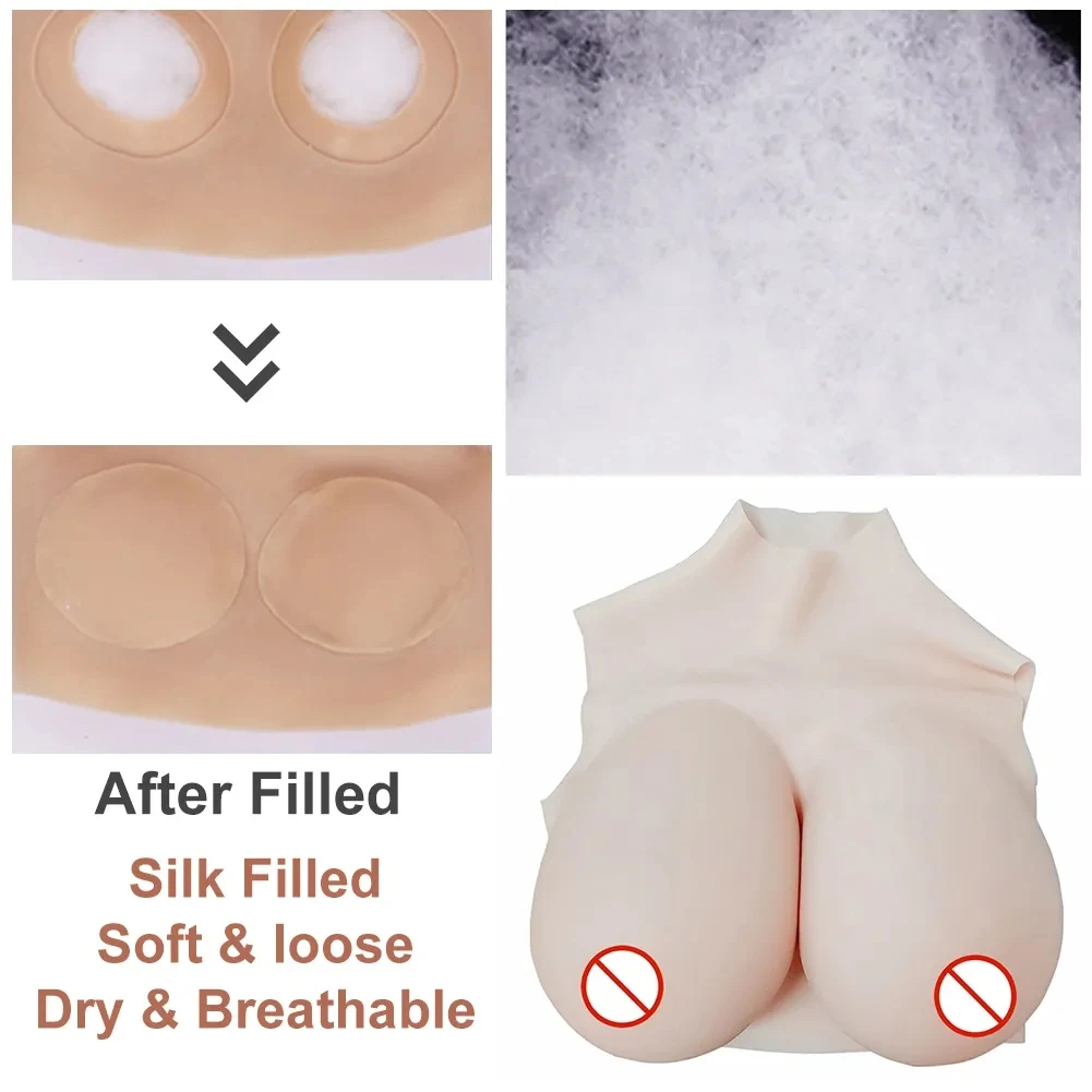 Realistic Shemale Light Type Breast Forms Artificial Big Fake Boobs Plate Bodysuit Crossdresser Cosplay Transvestite Transgender