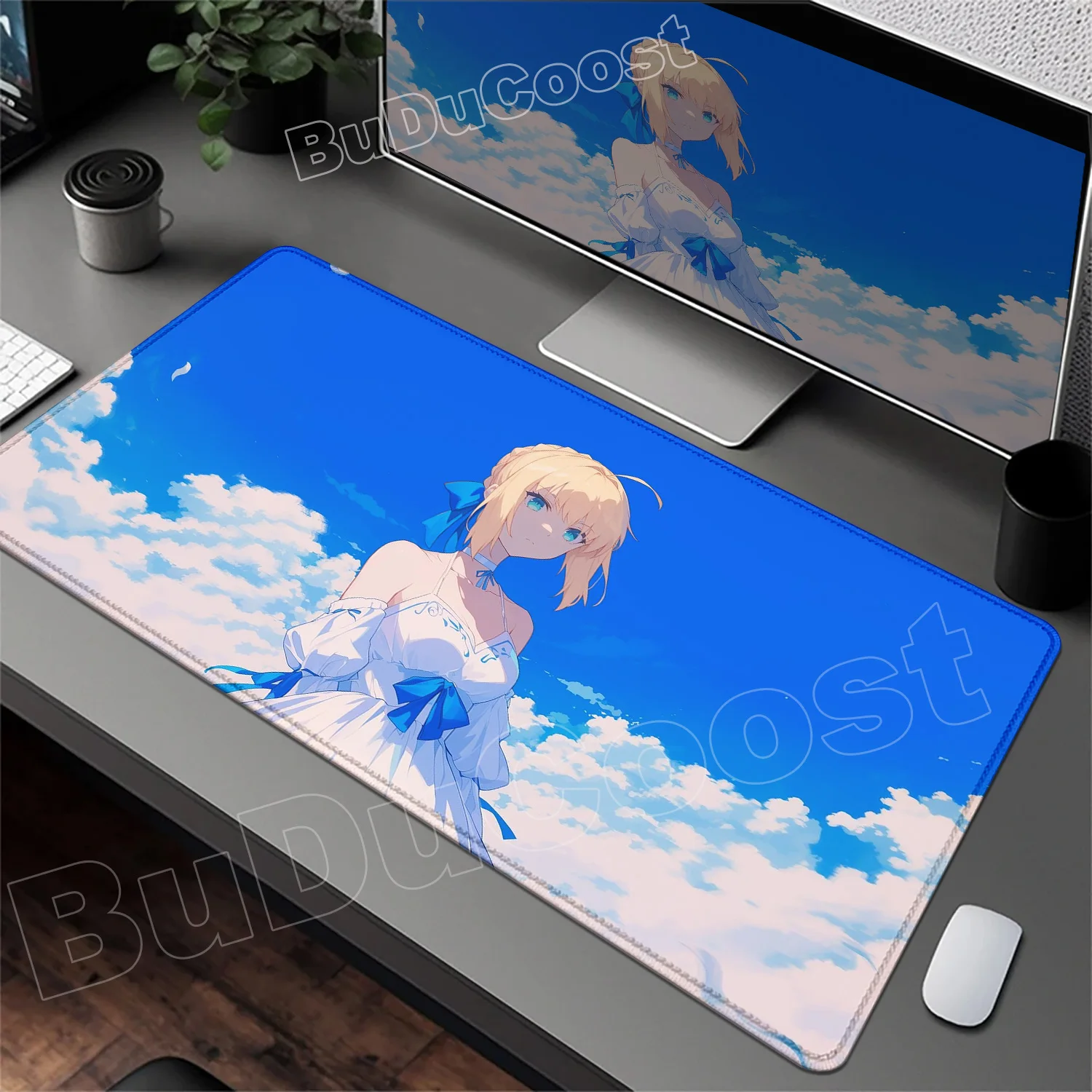 Many Pretty Fate Saber Anime Mouse Pad 700×400mm Non-slip Rubber Desk Mat Kawaii Girl Mouse Pad Gaming Keyboard Mat XXL Mousepad