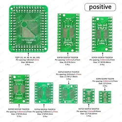 40pcs Green PCB board kit SMD turn to dip adapter board converter sop10 sop14 sop16 sop24 sop28 gifp32, 44,48,64,84,