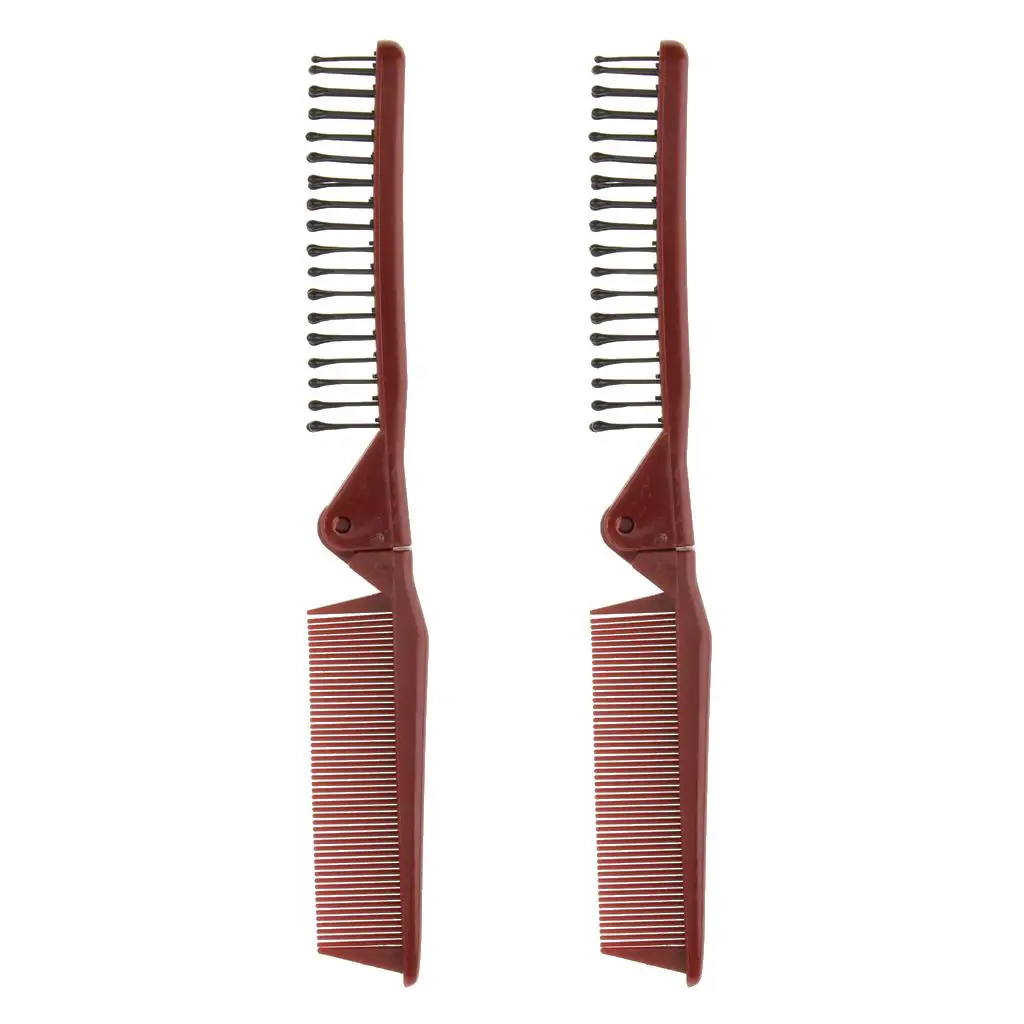 

Folding Hair Comb Dual Pointed Plastic Pocket Comb Portable Unisex Brush for Straight and Curly Hair