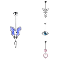 Stainless steel zircon earrings made of copper material, butterfly water droplets, ear bone nail piercing jewelry