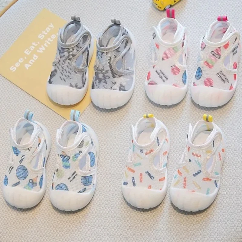 

Милая детская обувь для малышей, дышащие летние сандалии с сеткой, детская обувь на мягкой подошве для ползания