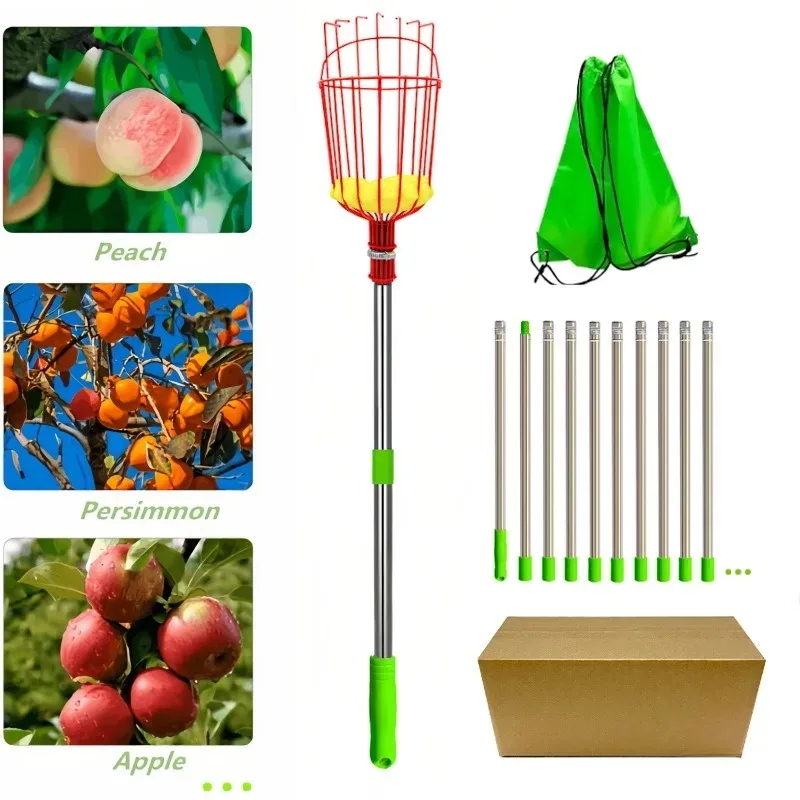 1.6M Stainless Steel Fruit Picker - High-Altitude Fruit Harvesting Tool for Garden & Orchard
