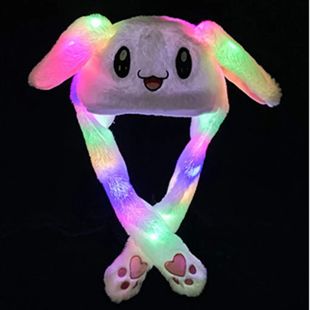 2023 New Led Rabbit Women\'s Hat Beanie Plush Can Moving Bunny Ears Hat with Shine Earflaps Movable Ears Hat for Women/Child/Girl
