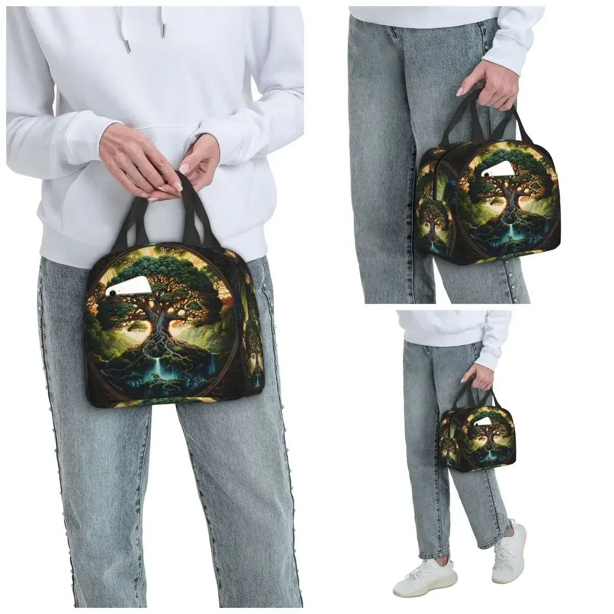 Great Tree Of Life Digital Print Insulated Lunch Bag for Women Office Cooler Thermal Food Box Tote Lunch Boxes Container
