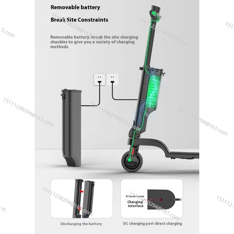 

HX-X6 Embedded Removable Lithium Battery 36V 5.0AH Capacity 180WH Scooter Speed Charging Pedal