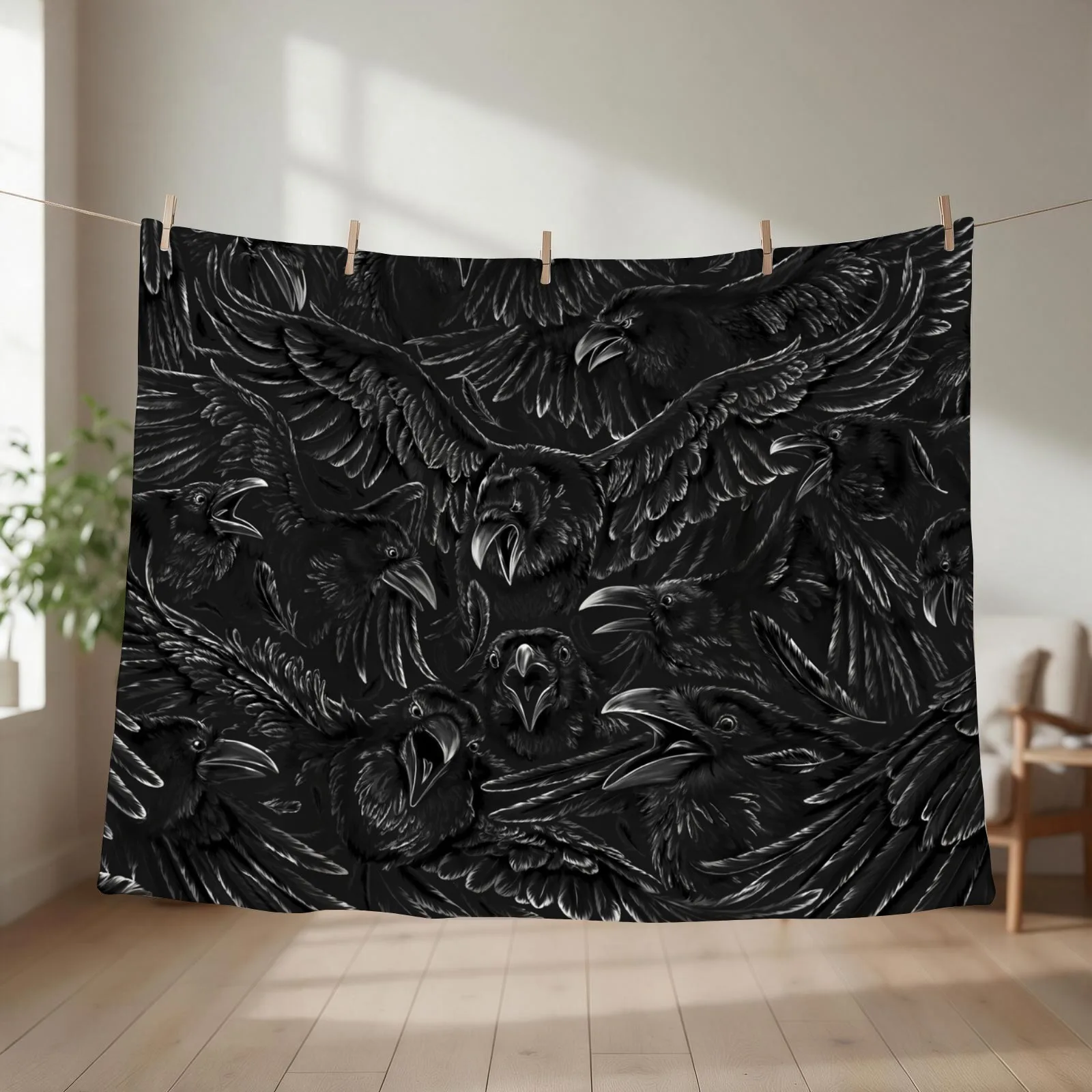 Raven Rage Throw Blanket couch cozy soft plush fuzzy picnic outdoor blanket