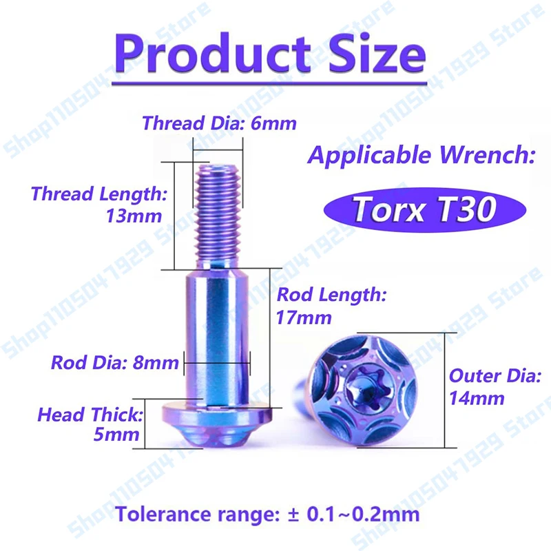 1pc/lot TC4/GR5 Titanium Alloy Bolts M6 x 30mm Motorcycle Disc Brake Handle Decorative Torx Screws  Brake line Upper Pump Screw