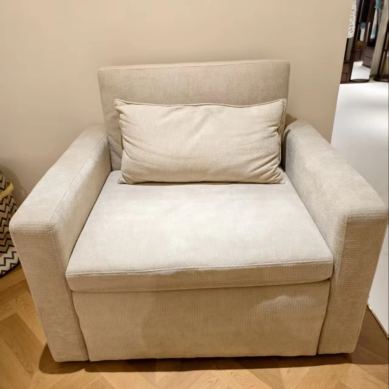 ！@DY006# Convertible Sofa Bed, Rubber Wood Frame & Cloud Flannel Upholstery, Multi-Color Option for Guest Room