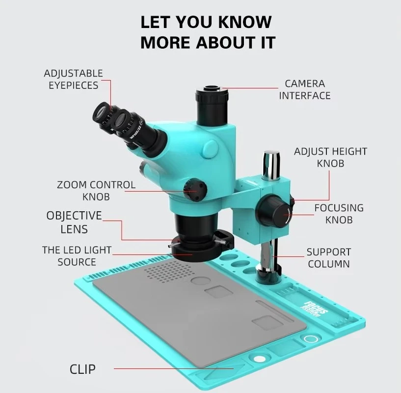 

Gold seller RF4 100mm 0.5X Ctv Electronics 6.5-65X Trinocular Microscope for Phone PCB Soldering Welding Tool With Alloy Mainten