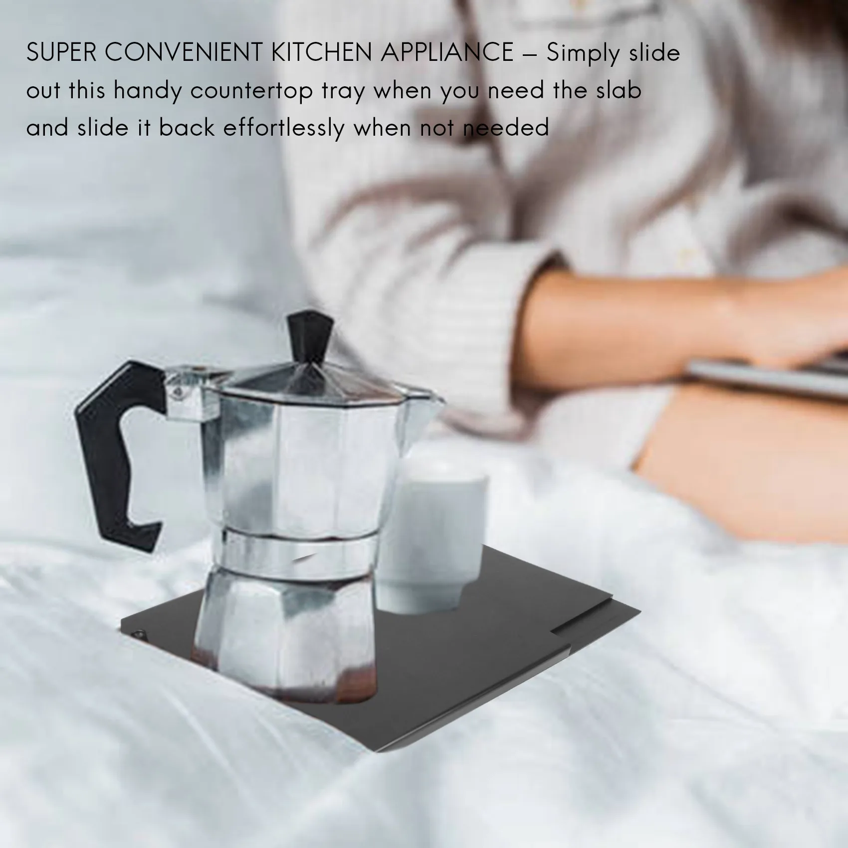 แผ่นรองถาดกาแฟแบบเลื่อนของแคดดี้ในครัวขนาด12นิ้วเครื่องชงกาแฟเครื่องปิ้งขนมปังเคาน์เตอร์เก็บของเลื่อนได้