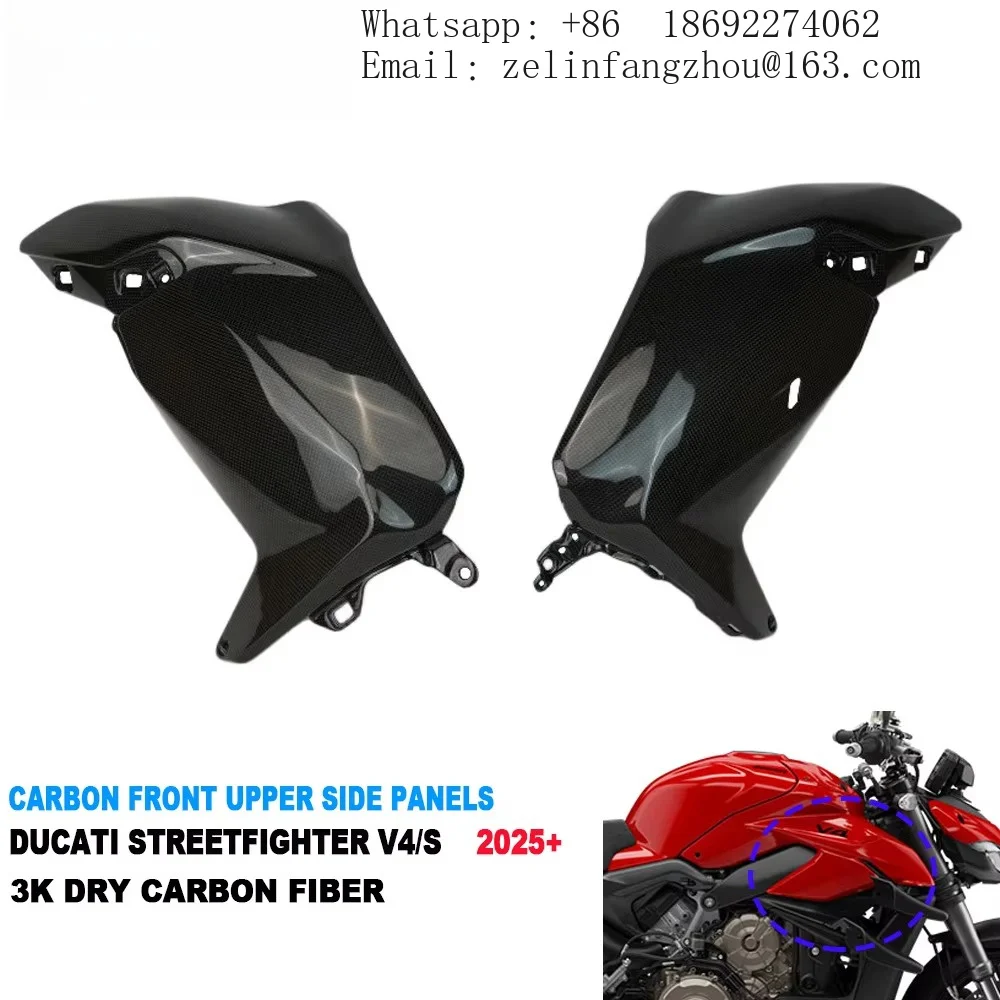 AKOSO Prepreg Dry Carbon Fiber Motorcycle Front Fairing Side Panels for Ducati Streetfighter V4 V4S 2025 2026