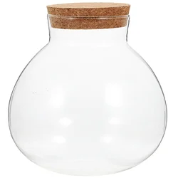 Round Glass Jar DIY Cork Flower Plant Terrarium Micro-landscape Ecological Bottle