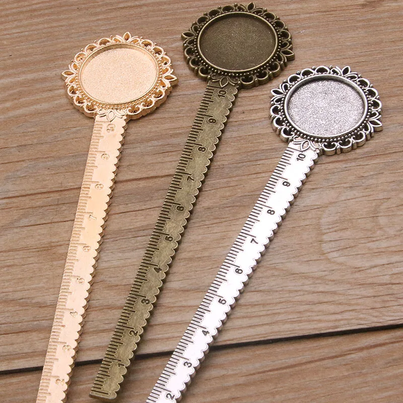 

2pcs 20mm Inner Size Two Color Vintage Style Handmade Ruler Bookmark Cabochon Base Cameo Setting 31*133mm