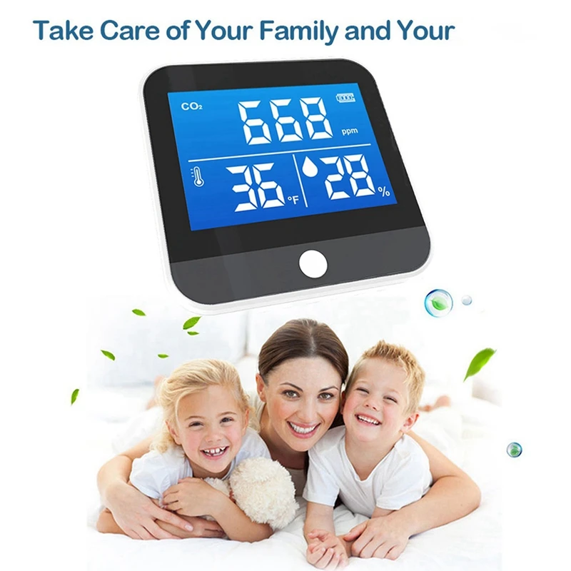 Monitor Portátil de Qualidade do Ar, Temperatura e Umidade, NDIR Infravermelho CO2 Detector, Detecção de CO2 Interior, TTKK, 2X