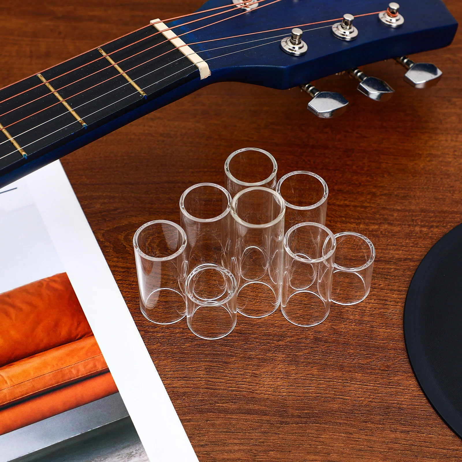 

8Pcs Glass Guitar Slides Finger Slides Guitarist Finger Guards Multiple Sizes Acoustic Electric Guitar Accessories Set