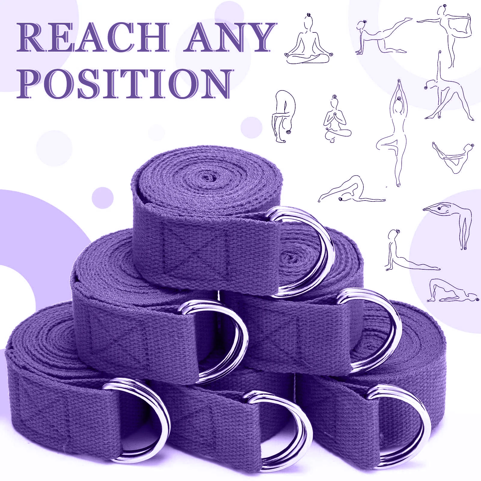 183*3,8 cm Yoga Strap Baumwolle Übung Yoga Gürtel Einstellbare Gewebte Stretch D-Ring Schnalle Fitness Stretching Bands pilates Seil – Detail 6
