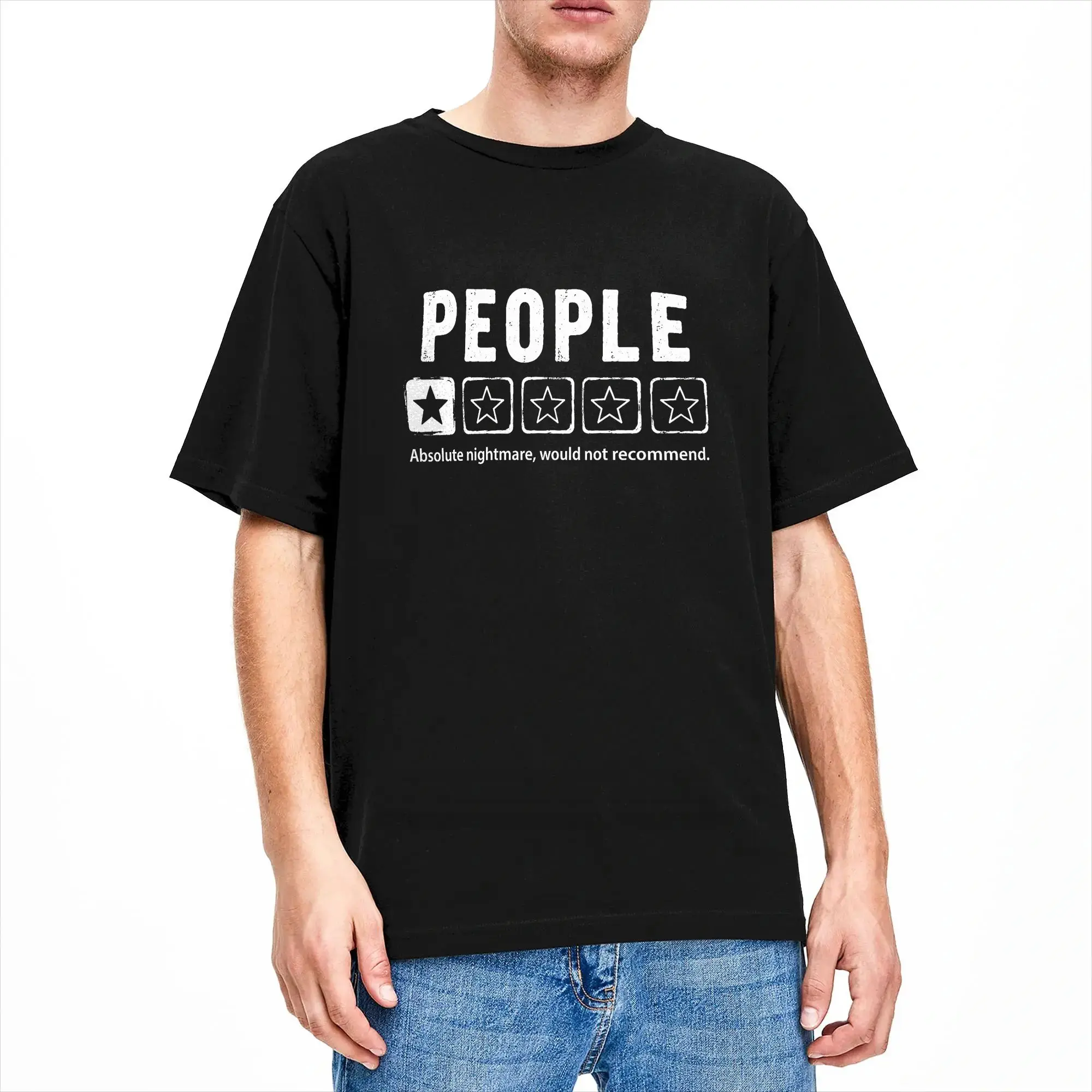 People One Star Review Total Nightmare Would Not Recommend T Shirt  Novelty T Shirts Short Sleeve Vintage Tops Summer Cotton Tee