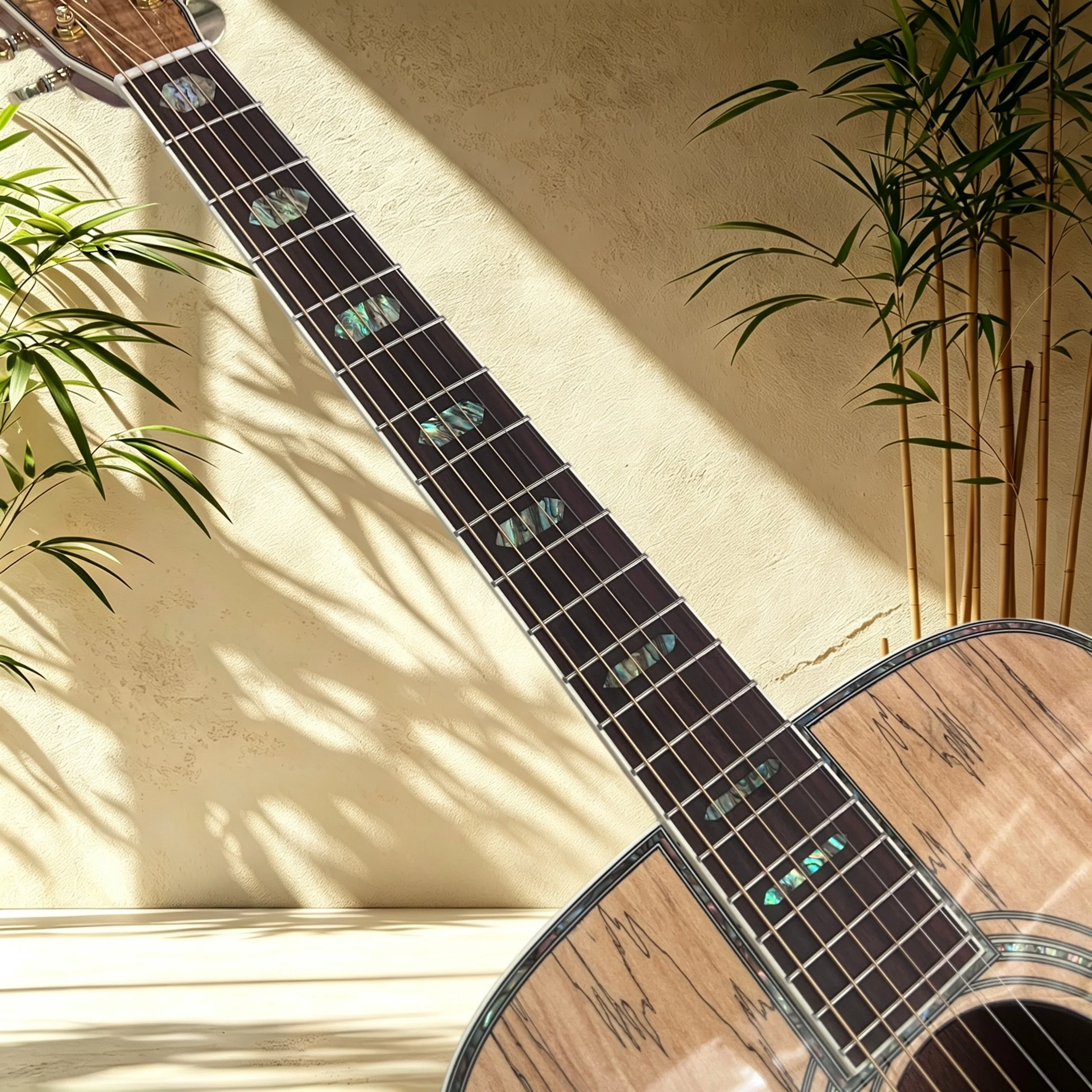 41 Inch D Spalted Maple  Acoustic Guitar Rotten Wood Top Rosewood Back Sides Ebony Fretboard Abalone Binding Singing Fingerstyle