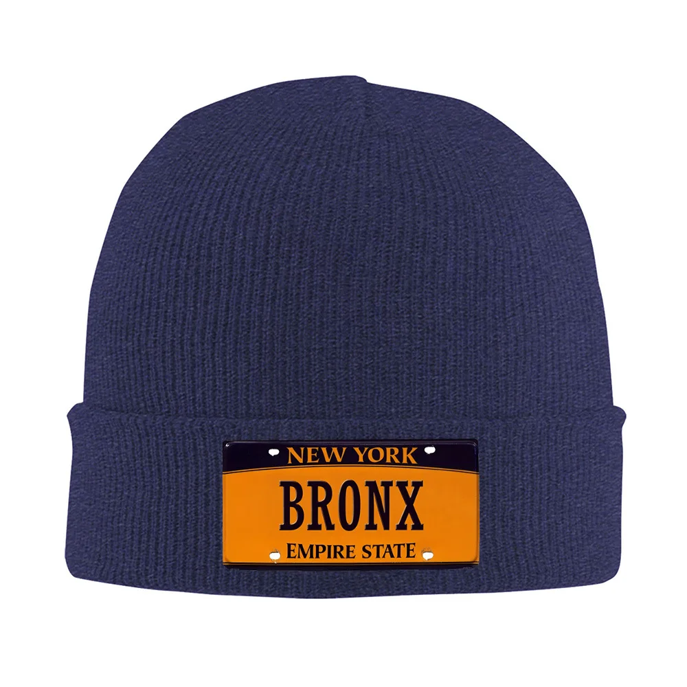 برونكس لوحة ترخيص الإمبراطورية الدولة الأصفر الرجال النساء للجنسين محبوك قبعة قبعة صوفية قبعة الشتاء الحراري الدافئة عيد الميلاد في الهواء الطلق C