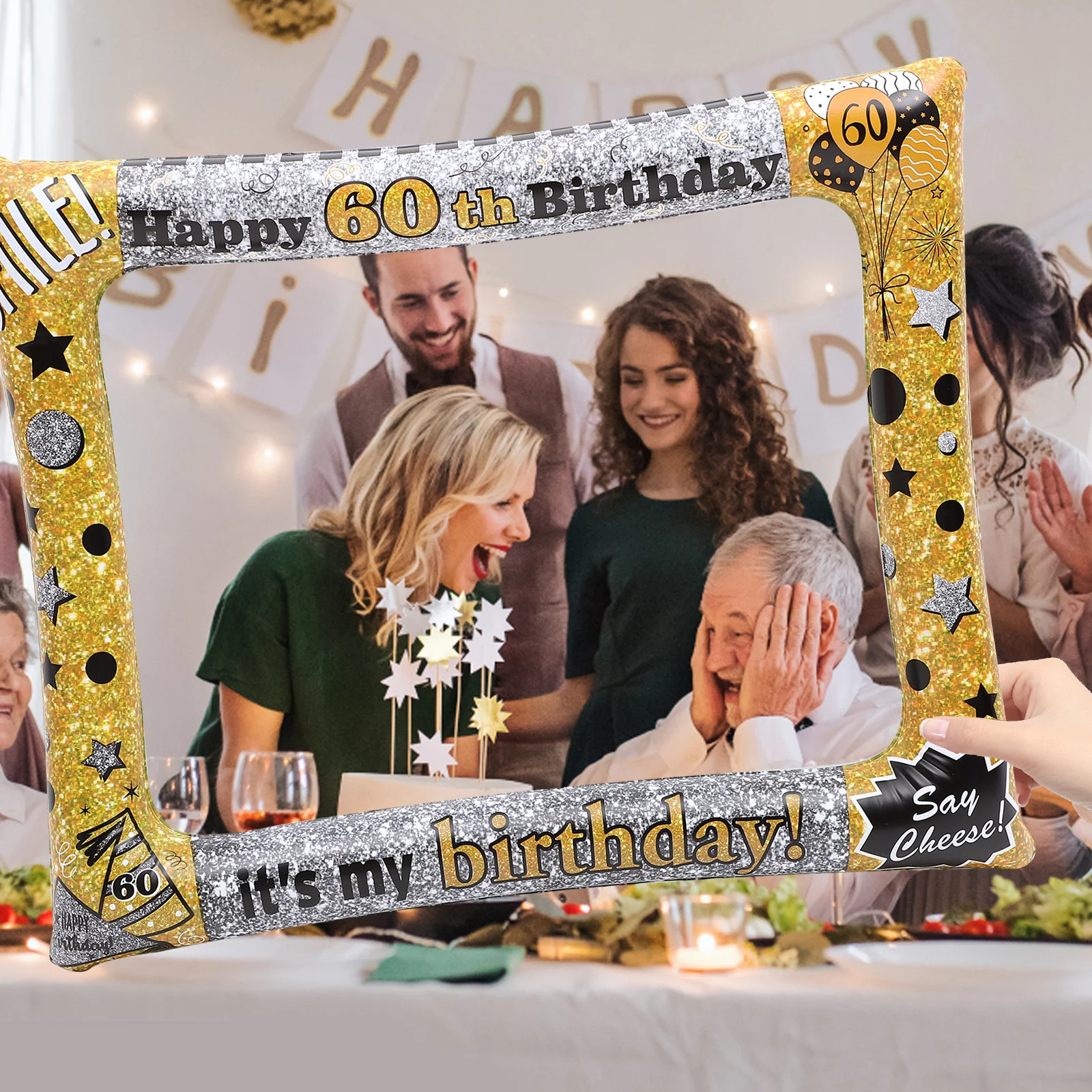 

Fun Photo Booth Props Inflatable Selfie Frame Bright Color Easy Material Birthday Party Decoration Must Have Item