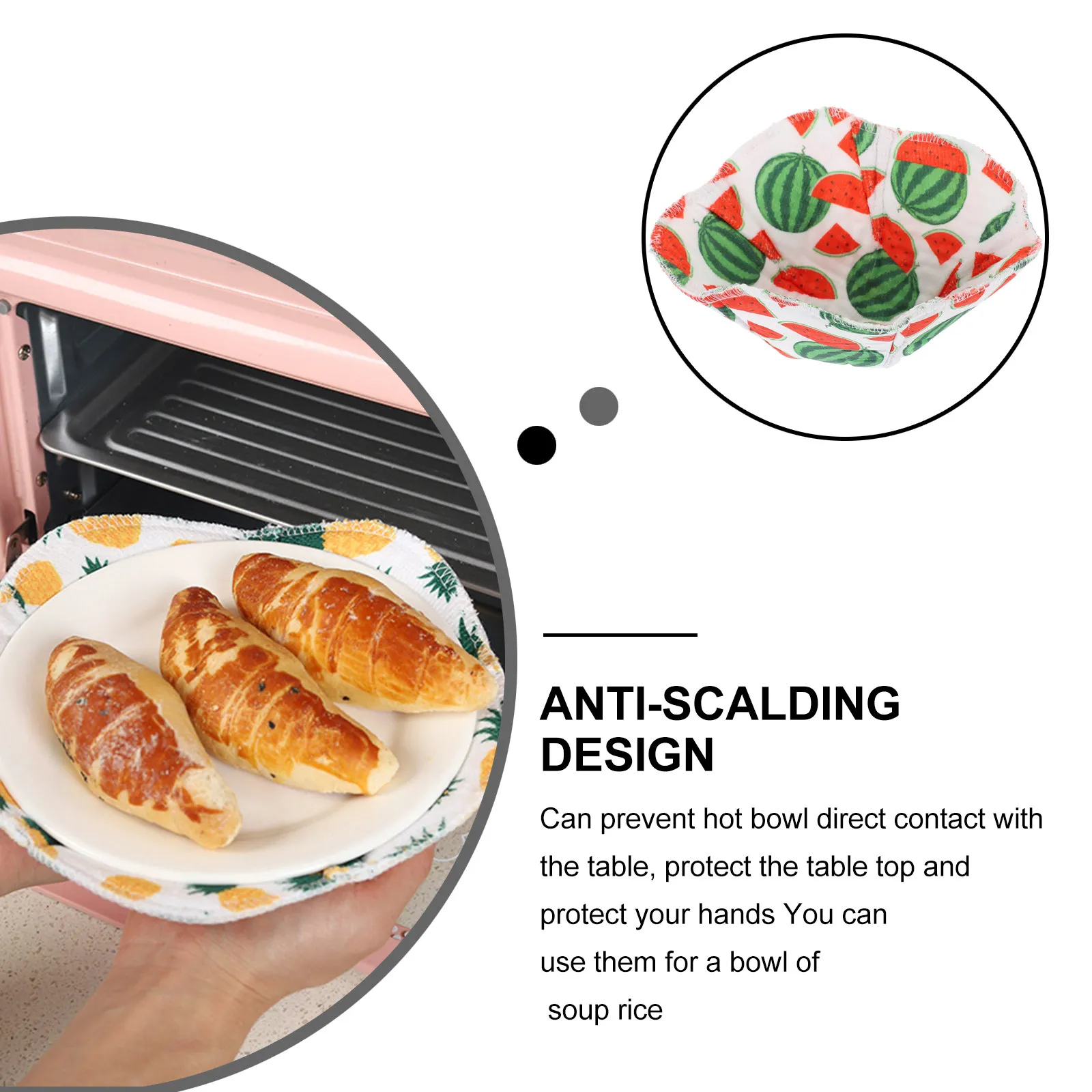 4Pcs Hot Bowl Holders Insulation Microwave Bowl Covers Non-Slip Kitchen Protective Mats Heat Resistant Kitchen Supplies