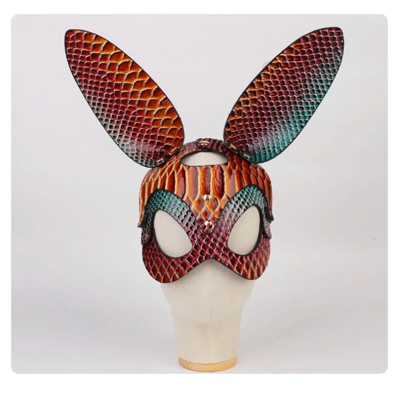 Women Leather Masquerade Mask Removable Bunny Girl Eye Mask for Halloween Cosplay Party Costume Accessory Ball Carnaval Mask New