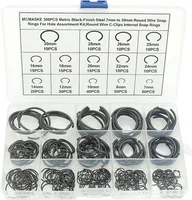 300 Uds. Kit surtido de anillos a presión internos con Clips en C de alambre redondo métrico de 7-30mm para agujero de acero con acabado negro