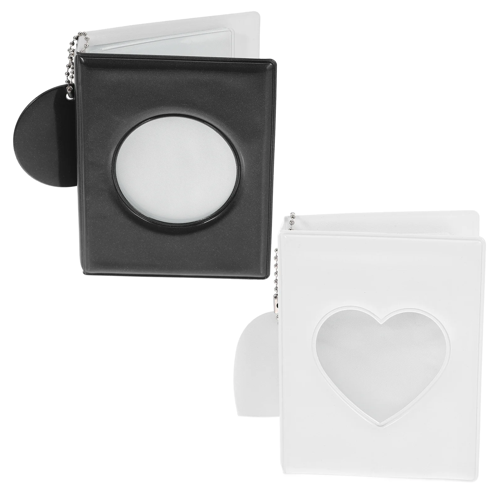 2Pcs Mini Photocard Holder Book Heart Round Hollow Photo Album Portable Card Storage Collection Game Cards Binder Small Album