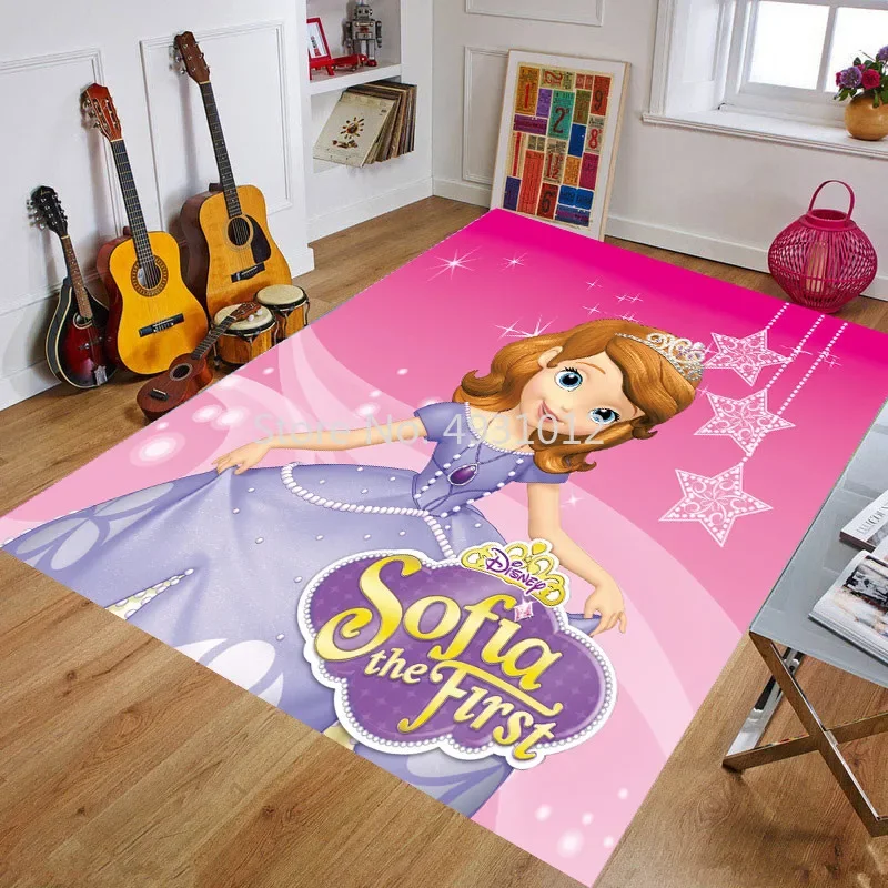 

Disney Sophia Mickey Minnie mouse Christmas Rug Blanket for Baby Kids Bedroom Living Room Carpet Non-slip Mat Floor Decoration