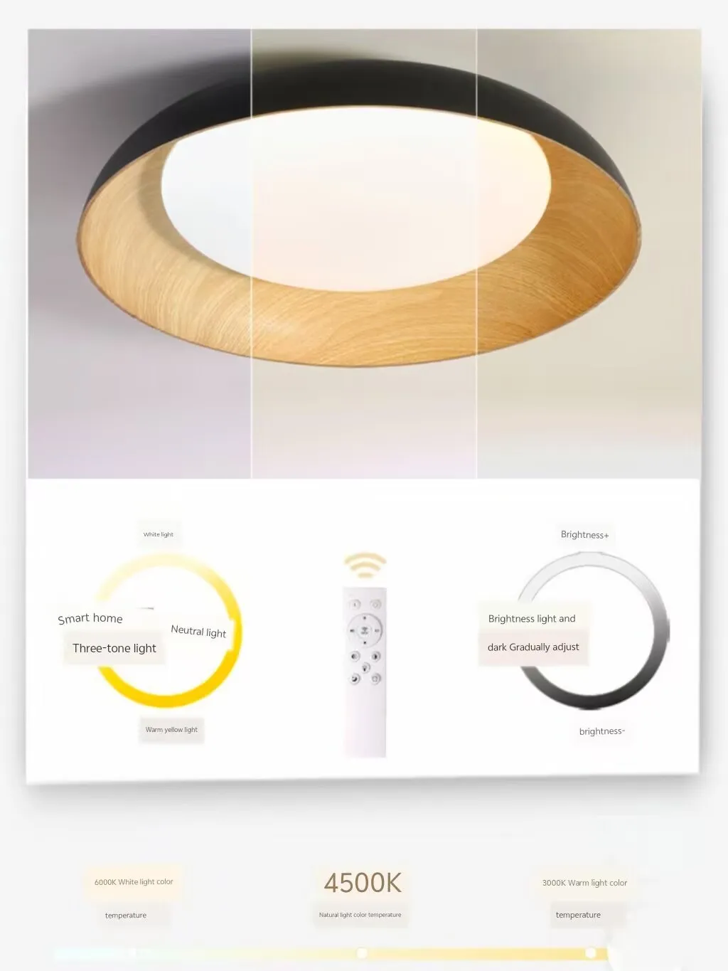 Japanese ceiling lamp, new traditional style ceiling lamp, simple round room lamp