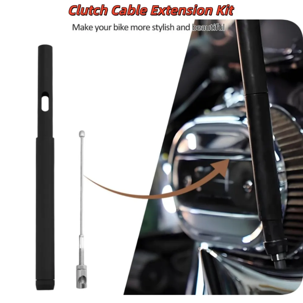 Black 8 Inch Clutch Cable Extension Kit Motorcycle Clutch Extension Wire Set For Harley Custom Modification