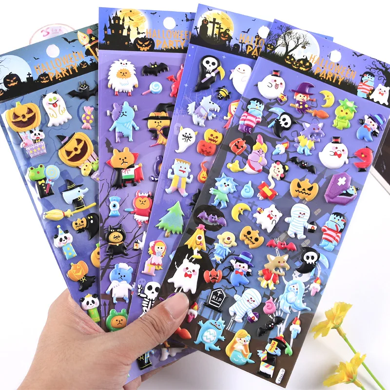 

New Halloween Bubble Stickers Bubble Three-dimensional Hand Account Decoration Stickers Cartoon Children Toys Gift Prizes