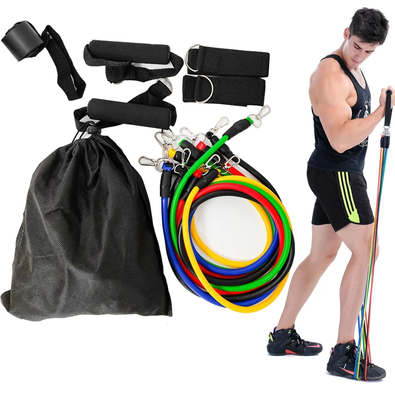 11PCs/Set 100LB Resistance Bands Set, Portable Fitness Equipment,Strength Training Bands for Home Gym,Workout Excercise Band