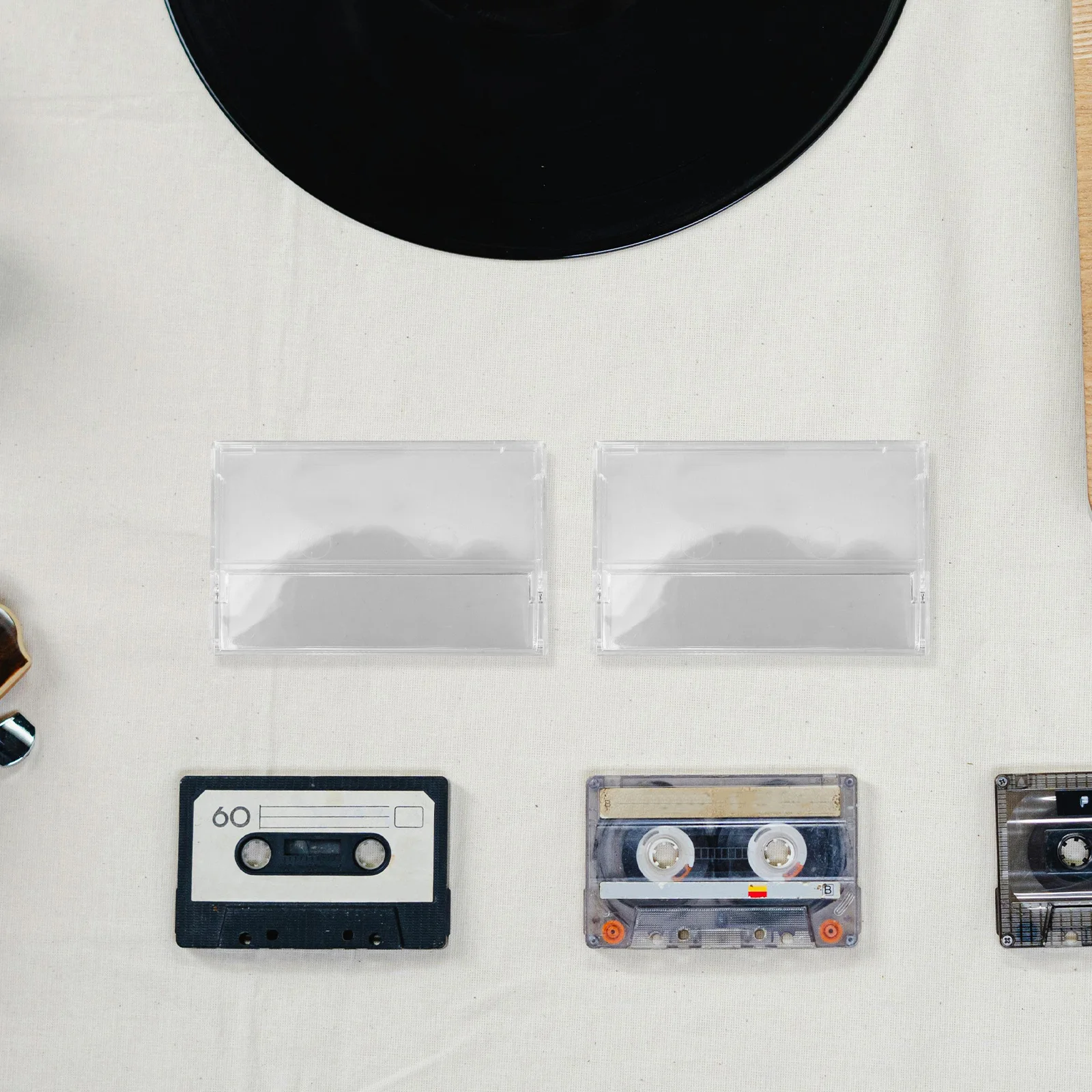 

5Pcs Vintage Cassette Tape Cases Clear Plastic Protective Holder Audio Cassette Storage Box Organizer Replacement Shell