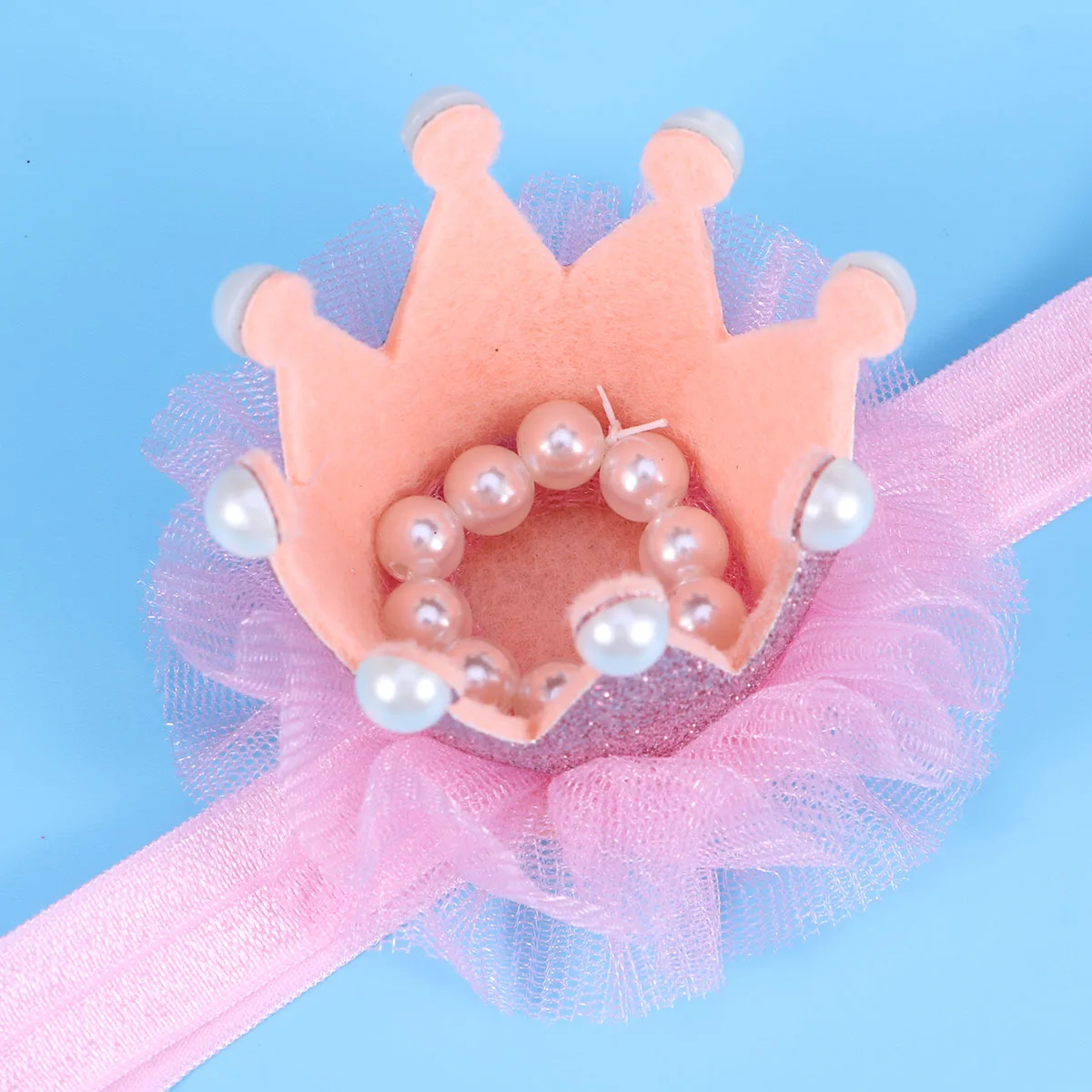 

Pink Crown Hairbands for Baby Girls Newborn Infant Headwrap Elastic Photo Props Children Accessories Soft Toddler Bows
