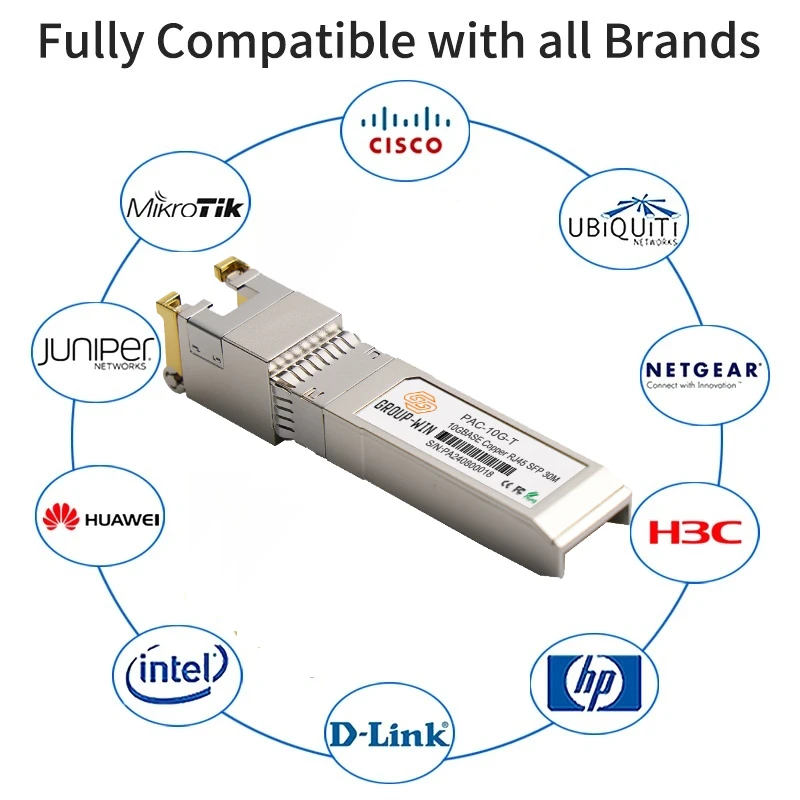 10G SFP + وحدة 10G النحاس SFP وحدات المنفذ البصري بدوره إلى منفذ إيثرنت RJ45 جيجابت 1000M وحدة الإرسال والاستقبال