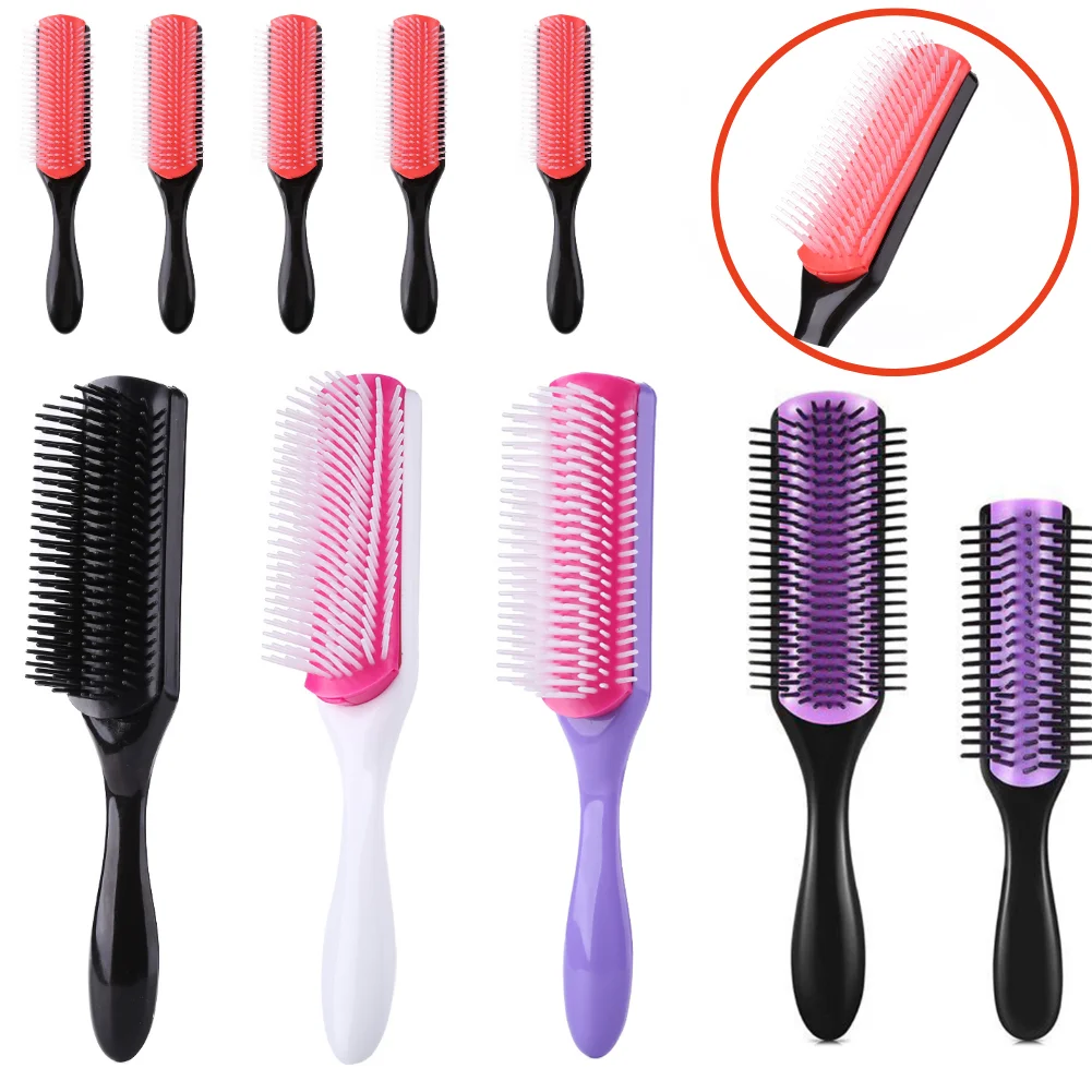 Detangling Hair Brush Denman Detangler Hairbrush Scalp Massager Straight Curly Wet Hair Comb For Women Home Salon Styling Tools