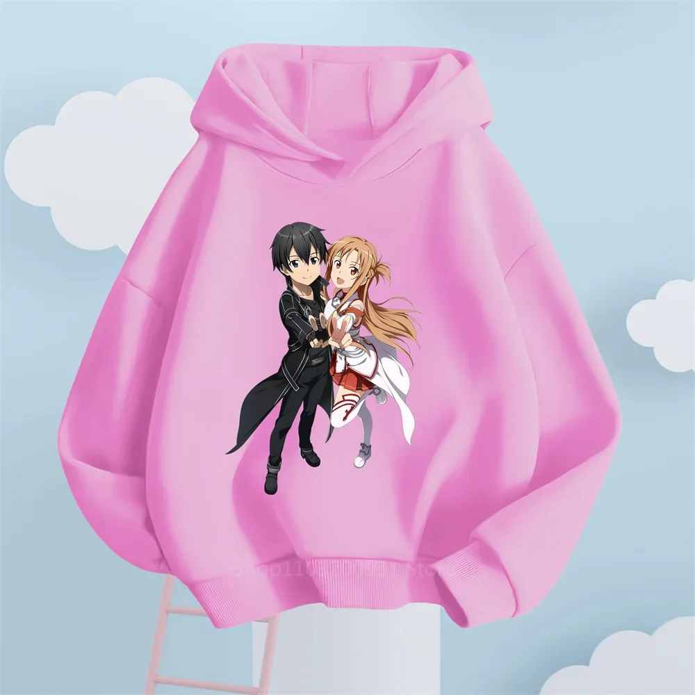 فن السيف على الإنترنت-كنزة بغطاء رأس أنيقة غير رسمية للأطفال ، تصميم كرتون رائع ، مثالية للارتداء في الهواء الطلق ، من سن 3 إلى 14 سنة ،