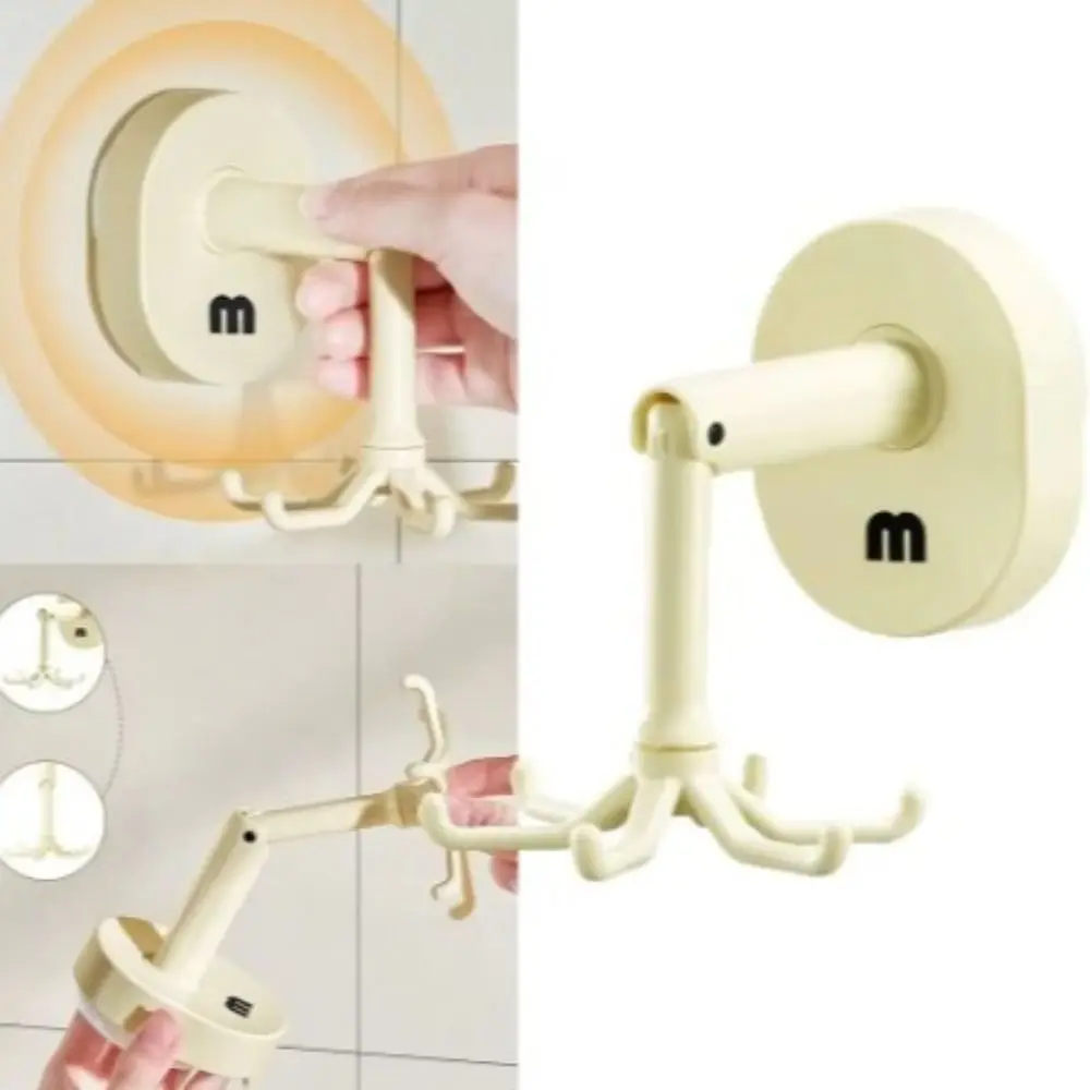 Plastic Shelf 360° Rotating Suction Cup Hook Punch-free Six-claw Cup Hanger Traceless Folding Hanging Storage Rack Kitchen