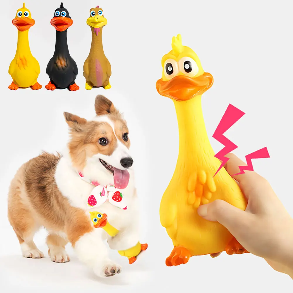 Pets Dog Toys Screaming Chicken Squeeze Sound Toy Rubber Pig Duck Squeaky Chew Bite Resistant Toy Puppy Training Interactive