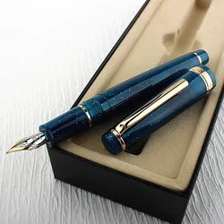 JinHao-82 Caneta-tinteiro azul profundo, canetas acrílicas EF Nib Ink, escritório e material escolar, qualidade de luxo, novo presente