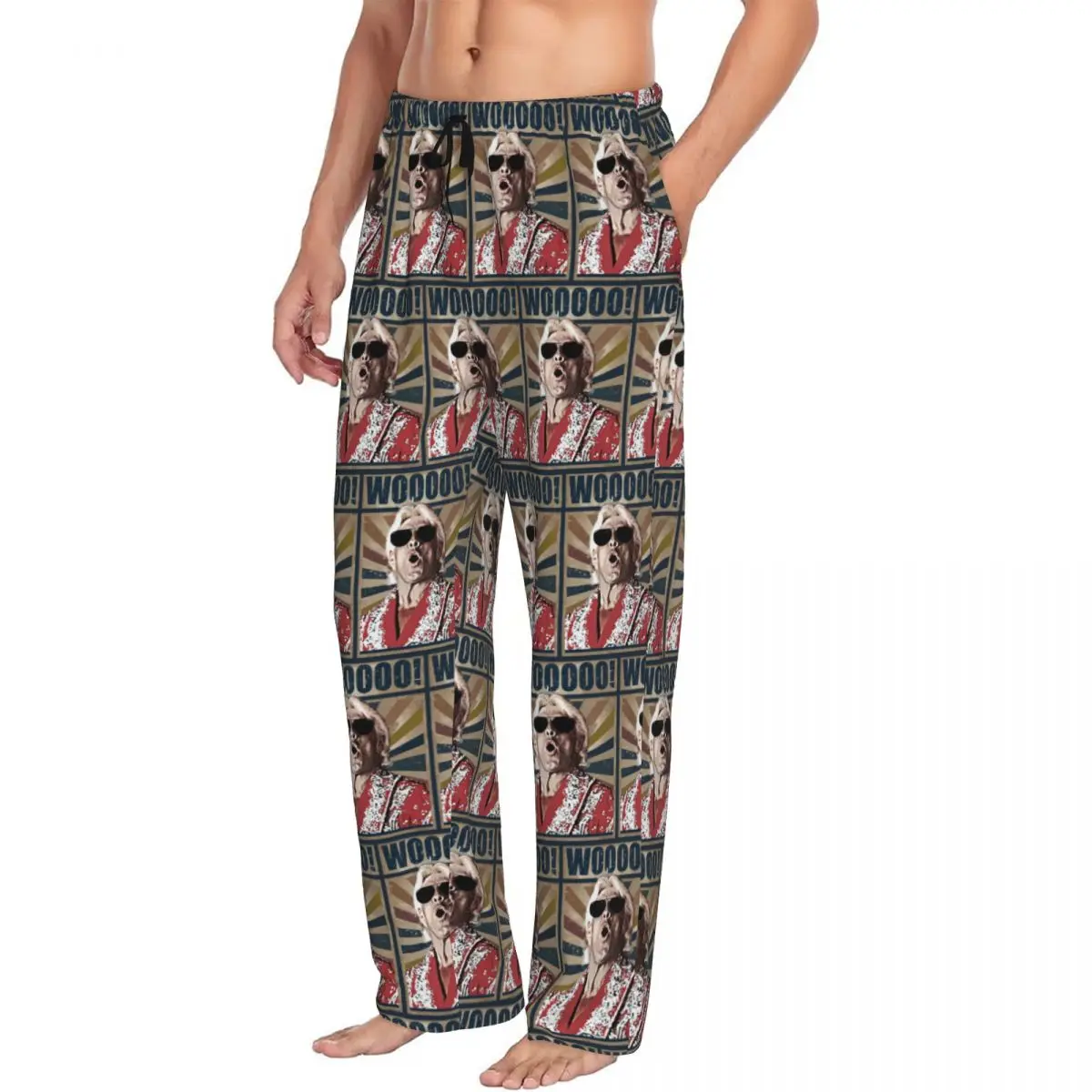 

Custom Ric Flair Woooo Men Pajama Pants Lounge Sleep Sleepwear Bottoms with Pockets