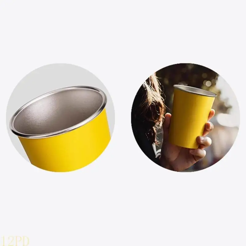 12PD Pack Of 4 350/500ml Stainless Steel Cups Travel Friendly Drinking Cups For Coffee Beer And Lemon Water In Any Setting