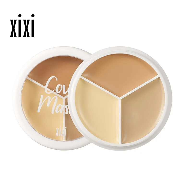 Bao Da Sư Ba Màu Kem Che Khuyết Điểm Với Bàn Chải Mặt Cơ Bản Contour Palette Bao Che Lỗ Hổng Các Đốm Mụn Thâm Chống Nước Trang Điểm